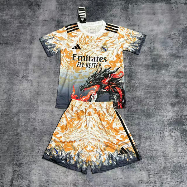 Kit Infantil Real Madrid Edição Especial Dragão 25/26 Adidas Masculina - Amarelo