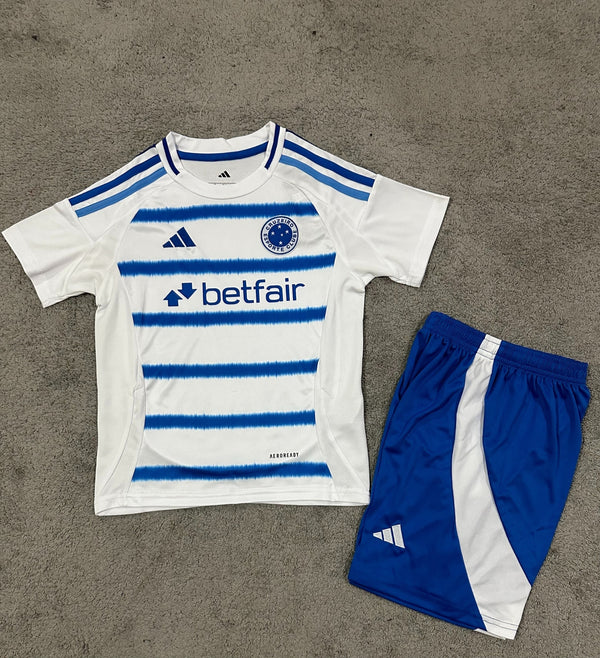 Kit Infantil Cruzeiro Away 25/26 Unissex Adidas - Branco e Azul