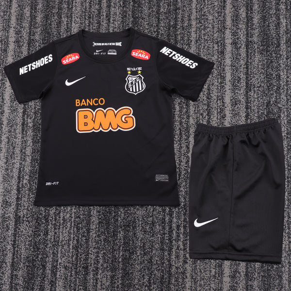 Kit Infantil Santos Retrô Away 2013 Camisa + Shorts  Nike Unissex - Preto
