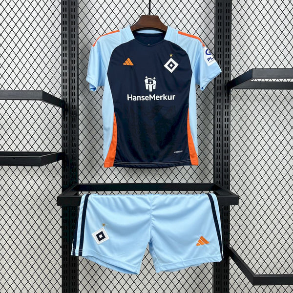 Kit Infantil Hamburgo Pré Jogo 25/26 Camisa + Shorts Adidas Unissex - Azul