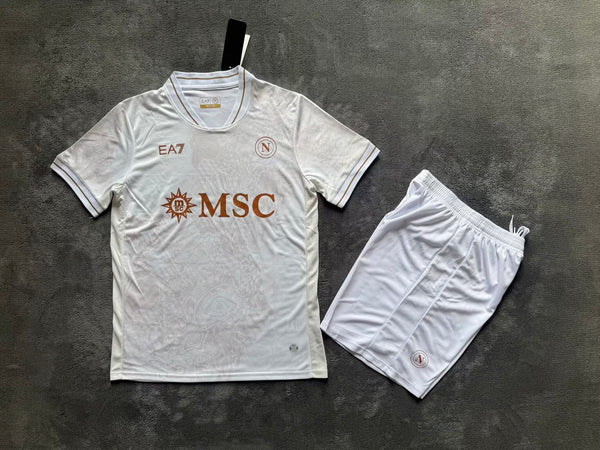Kit Infantil Napoli Away 25/26 Unissex EA7 - Branco