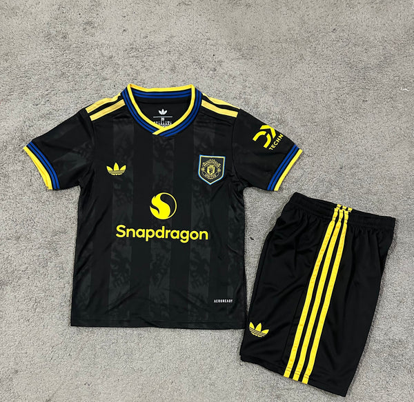 Kit infantil Manchester United Third 25/26 Unissex Adidas - Preto