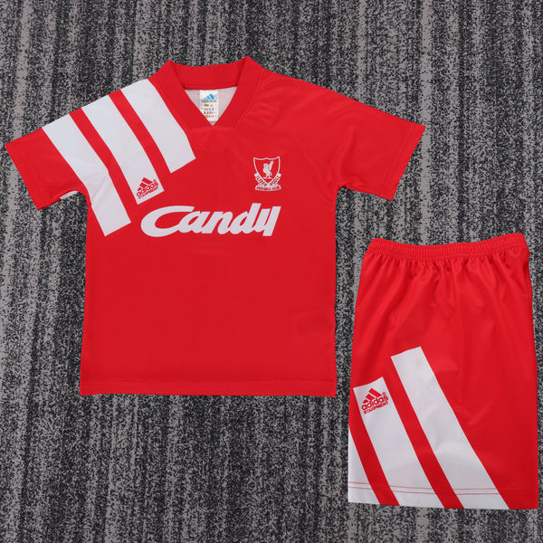 Kit Infantil Liverpool Home Retrô 91/92 Camisa + Shorts Adidas Unissex - Vermelho