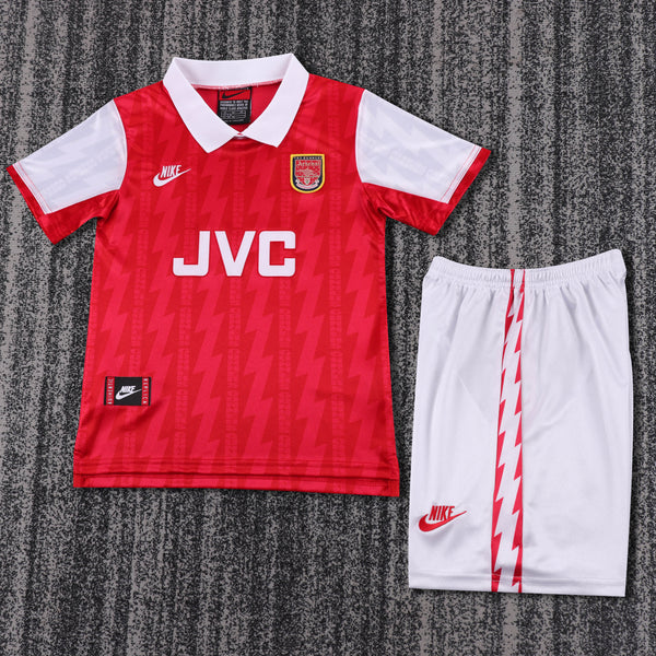 Kit Infantil Arsenal Home Retrô 94/95 Camisa + Shorts Nike Unissex - Vermelho e Branco