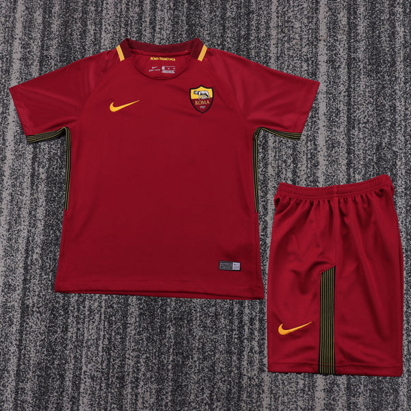 Kit Infantil Roma Home Retrô 17/18 Camisa + Shorts Nike Unissex - Vermelho