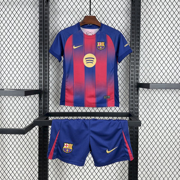 Kit Infantil Barcelona Home 25/26 Camisa + Shorts Adidas Unissex - Grená