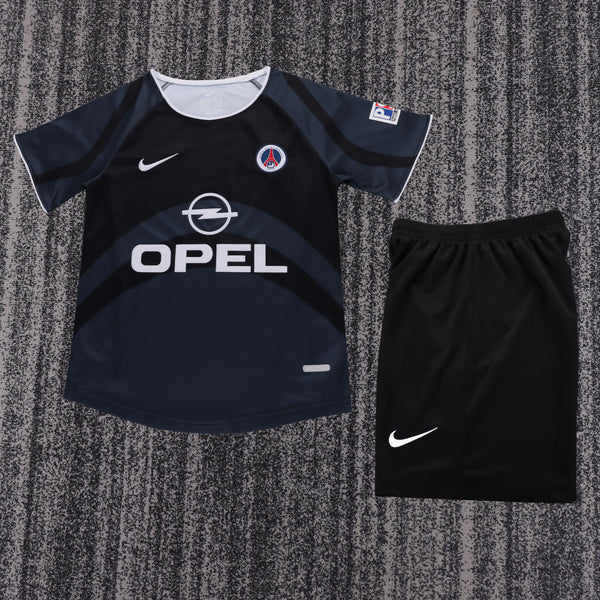 Kit Infantil PSG Retrô Home 01/02 Camisa + Shorts Nike Unissex - Preto