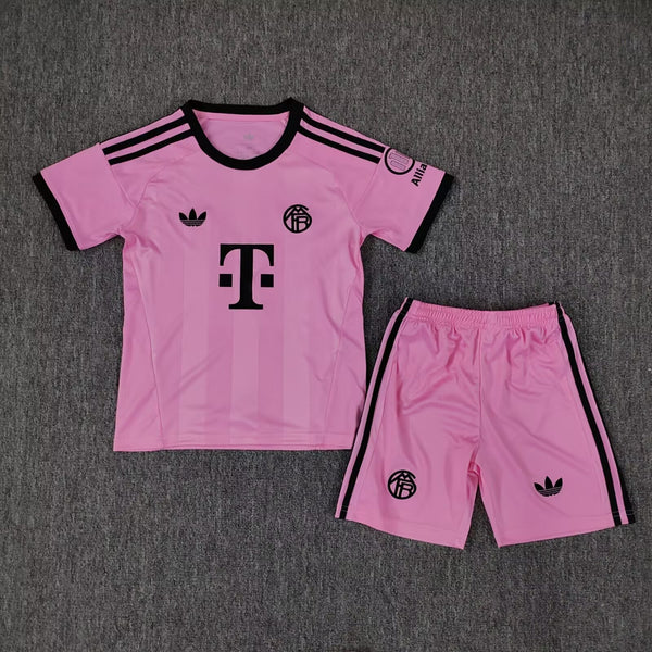 Kit Infantil Bayern De Munique Goleiro 25/26 Camisa + Shorts Adidas Unissex - Rosa