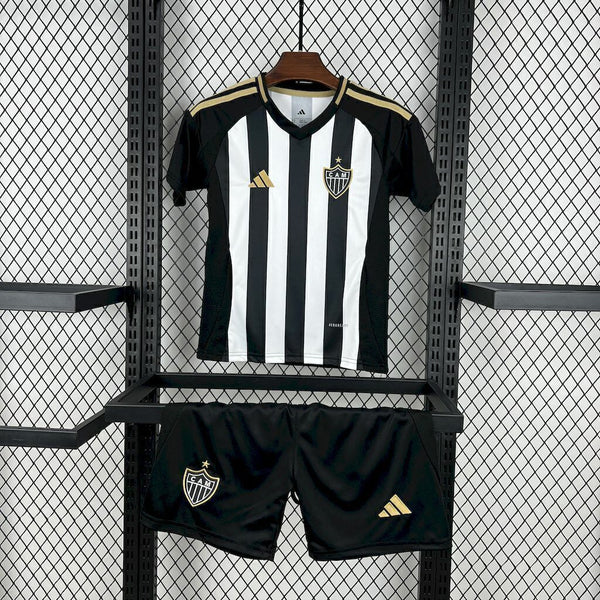 Kit Infantil Atlético Mineiro Home 23/24 Adidas Unissex - Preto e Branco Listrada