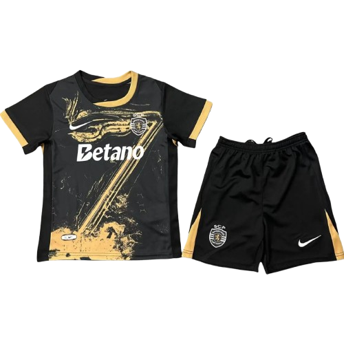 Kit Infantil Sporting Edição CR7 24/25 Unissex Nike - Preta e Dourada