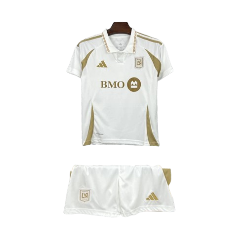 Kit Infantil Los Angeles FC Away 25/26 Adidas Unissex Masculina - Branco e Dourado