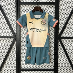 Kit Infantil Manchester City Fourth 24/25 Unissex Puma - Amarelo e Verde